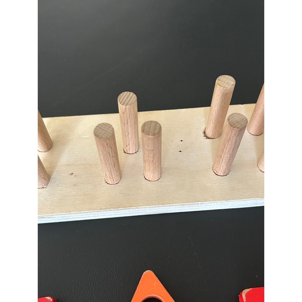 Wooden Shape Sorter Stacking Toy Geometric Blocks Montessori Educational Toddler - Picture 6 of 9